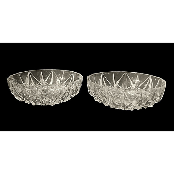 2 Unique Diamond patterned cut glass Candy/ Nut Dish - Picture 4 of 8